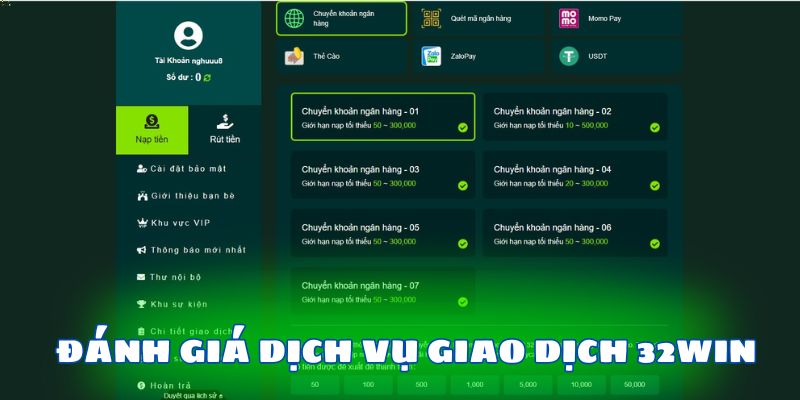 Đánh giá dịch vụ giao dịch 32WIN